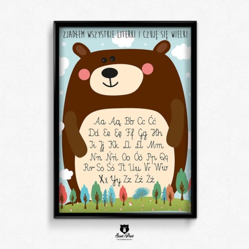 Plakat Miś alfabet