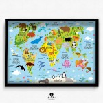 Plakat Świat Kontynenty / Poziom - 30x40cm (A3)